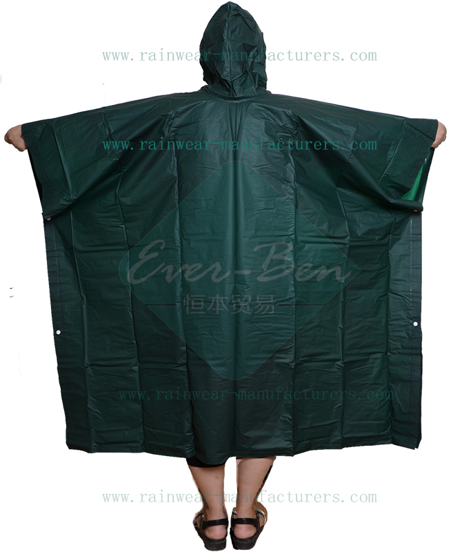Green EVA hooded rain poncho manufacturer